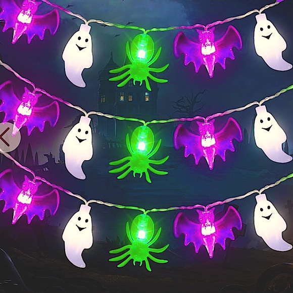 🎃*NWT* 3pk 30ft Halloween String Lights-Ghosts, Spiders & Bats - Picture 1 of 3